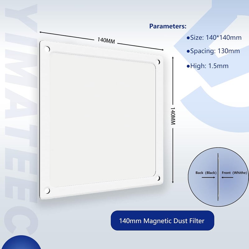 YIMATEECO Dust Filter PC 120mm for Computer Cooler/PSU/Routers Nylon 80 Mesh, Magnetic Frame PC Fan Dust Mesh PC Cooler Filter Dustproof Computer Fan Grills (Nylon, 120 * 120mm, 5pcs, White) - Image 4
